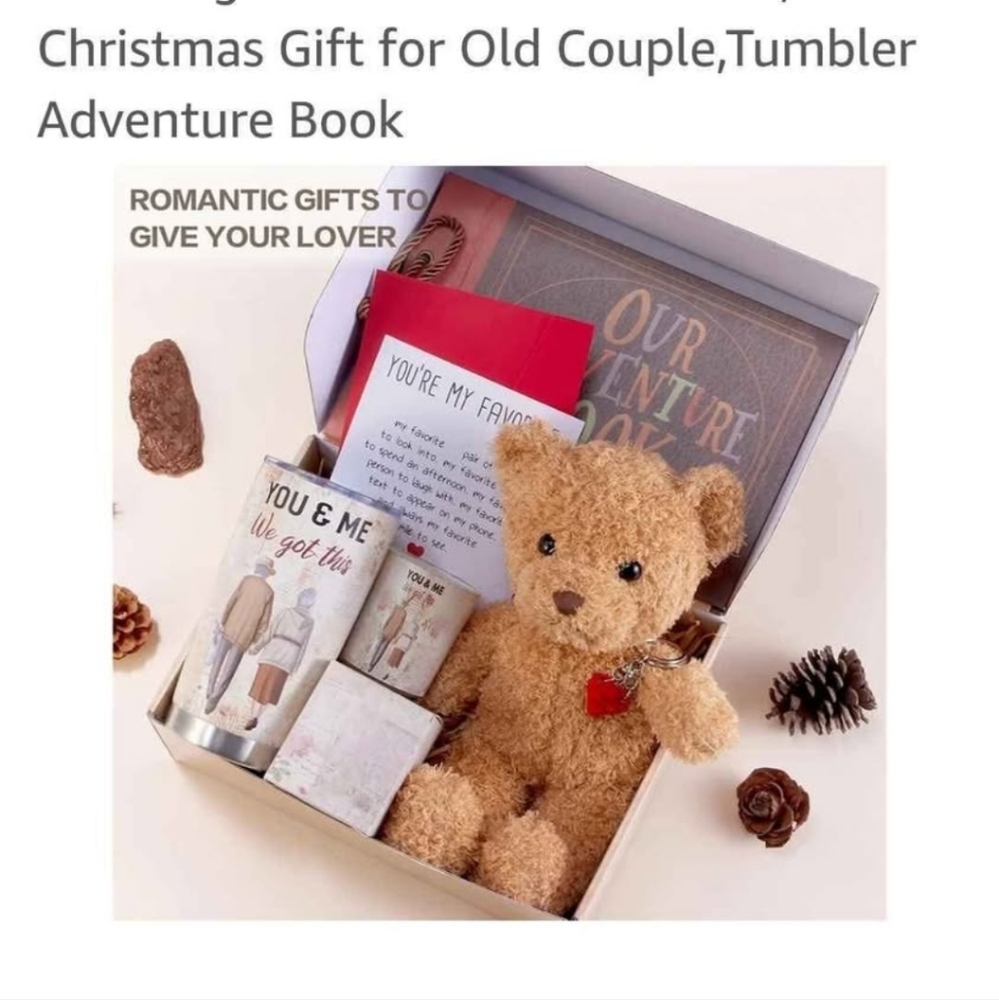 Gift Set with Teddy Bear, Adventure Book,Coffe Cup and Candle